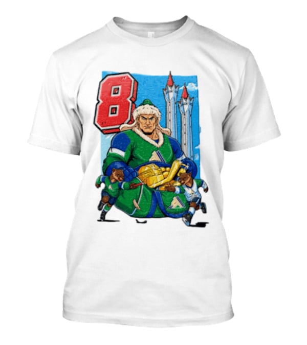 Shipachyov 8 Fur Hat Muscular Hockey Player Holding Gold Helmets T-Shirt