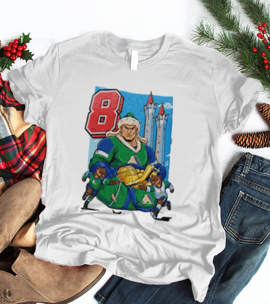 Shipachyov 8 Fur Hat Muscular Hockey Player Holding Gold Helmets T-Shirt