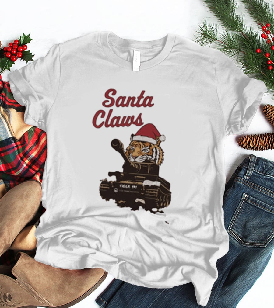 Santa Claws Tiger 131 Tank Museum Christmas T-Shirt