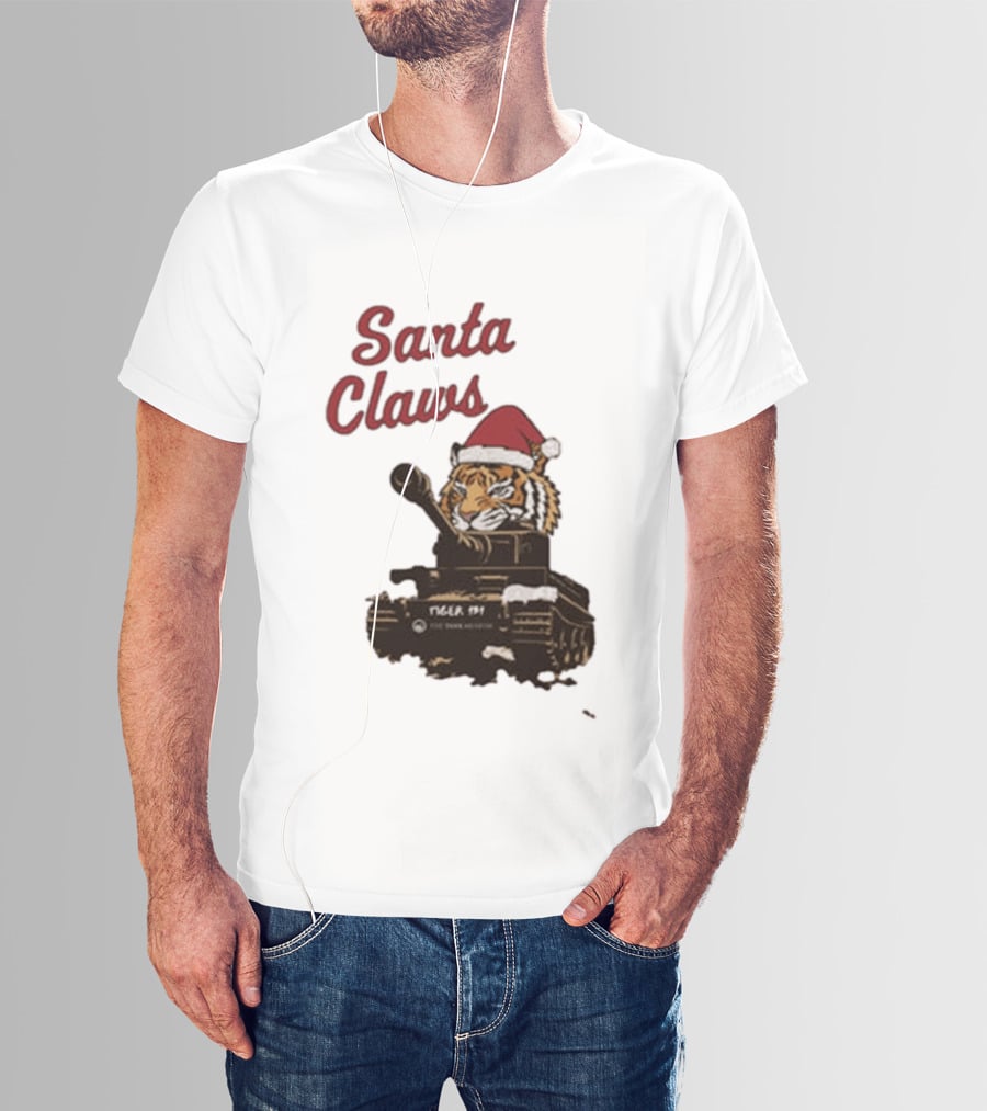 Santa Claws Tiger 131 Tank Museum Christmas T-Shirt