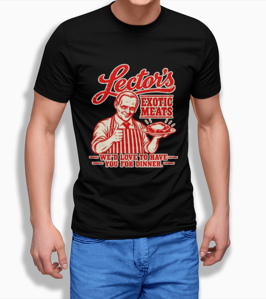 Lector's Exotic Meats We'd Love To Have You For Dinner Distressed T-Shirt
