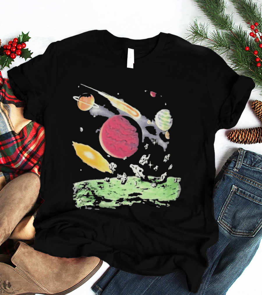 Space Galaxy Planet Asteroid Field Colorful Cosmic Scene T-Shirt