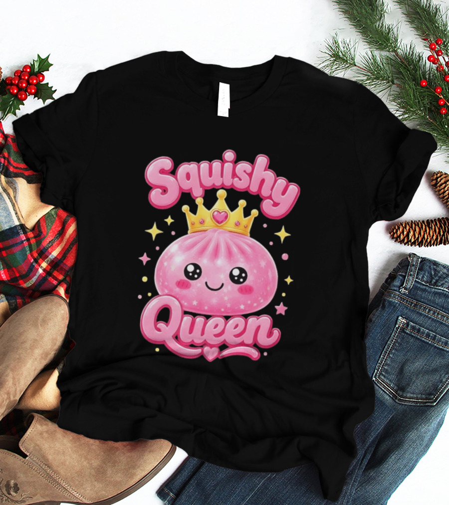 Squishy Queen Kawaii Mochi Pink Princess Cute Crown Stars T-Shirt