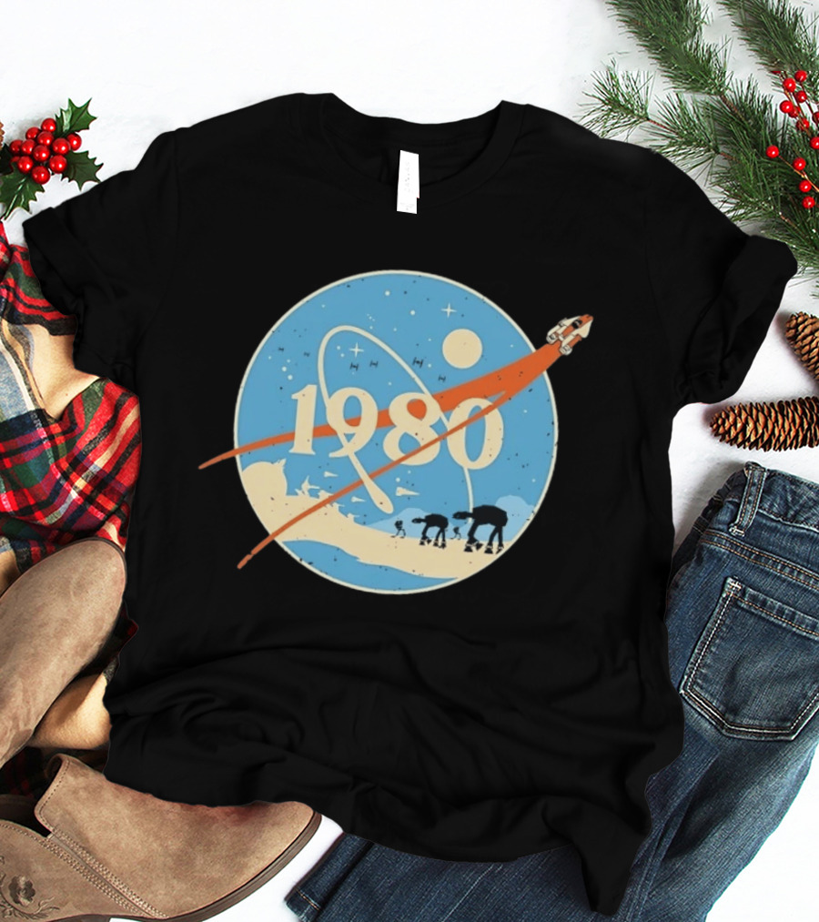 Star Wars 1980 Space Mission Inspired By Empire Strikes Back NASA Style Logo With AT AT Walkers T-Shirt