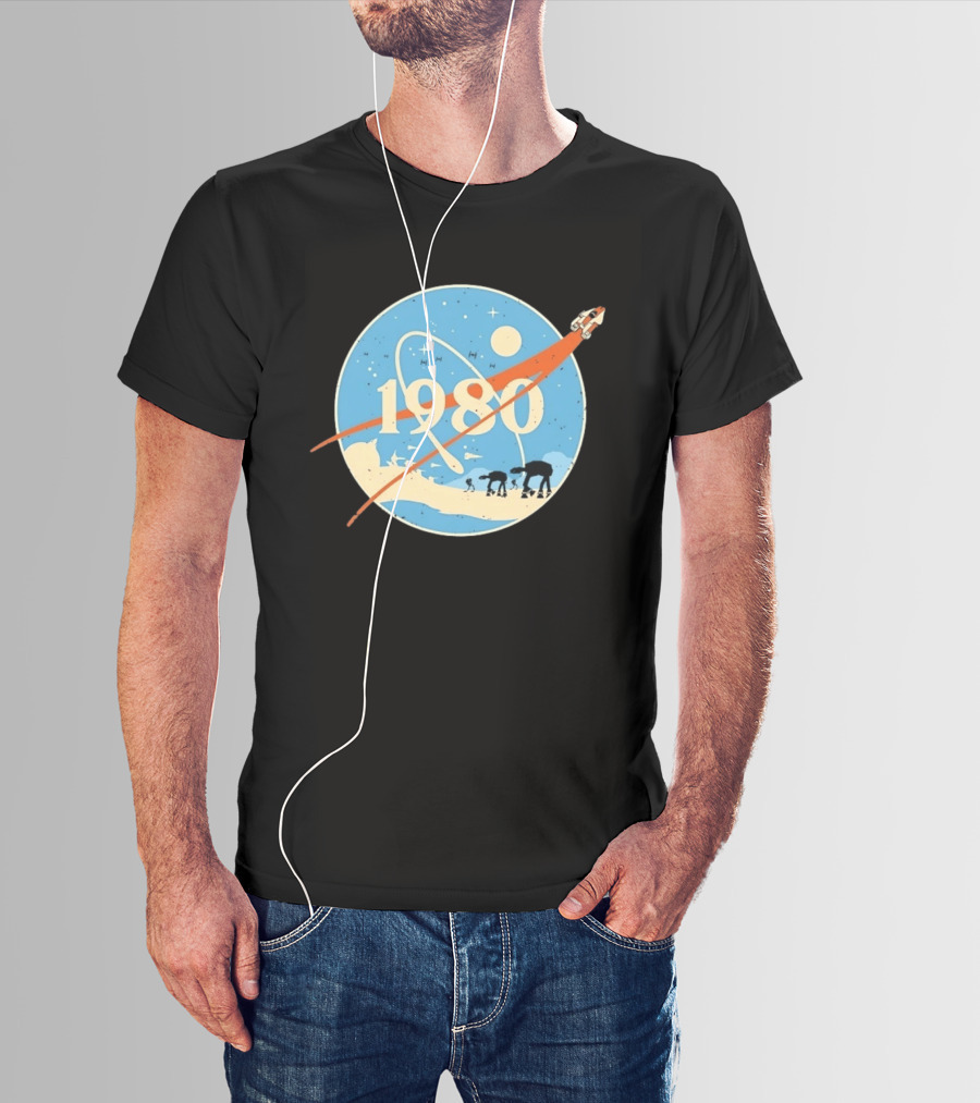 Star Wars 1980 Space Mission Inspired By Empire Strikes Back NASA Style Logo With AT AT Walkers T-Shirt