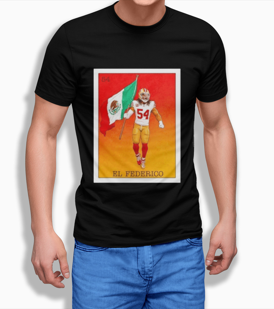 Fred Warner San Francisco 49ers El Federico Loteria Card Mexican Flag Icon 54 T-Shirt