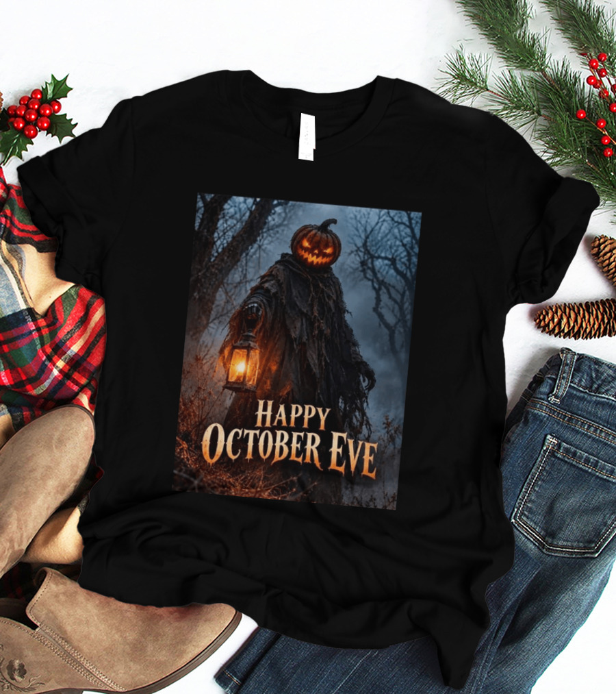 Happy October Eve Halloween Pumpkin Lantern Vibes T-Shirt