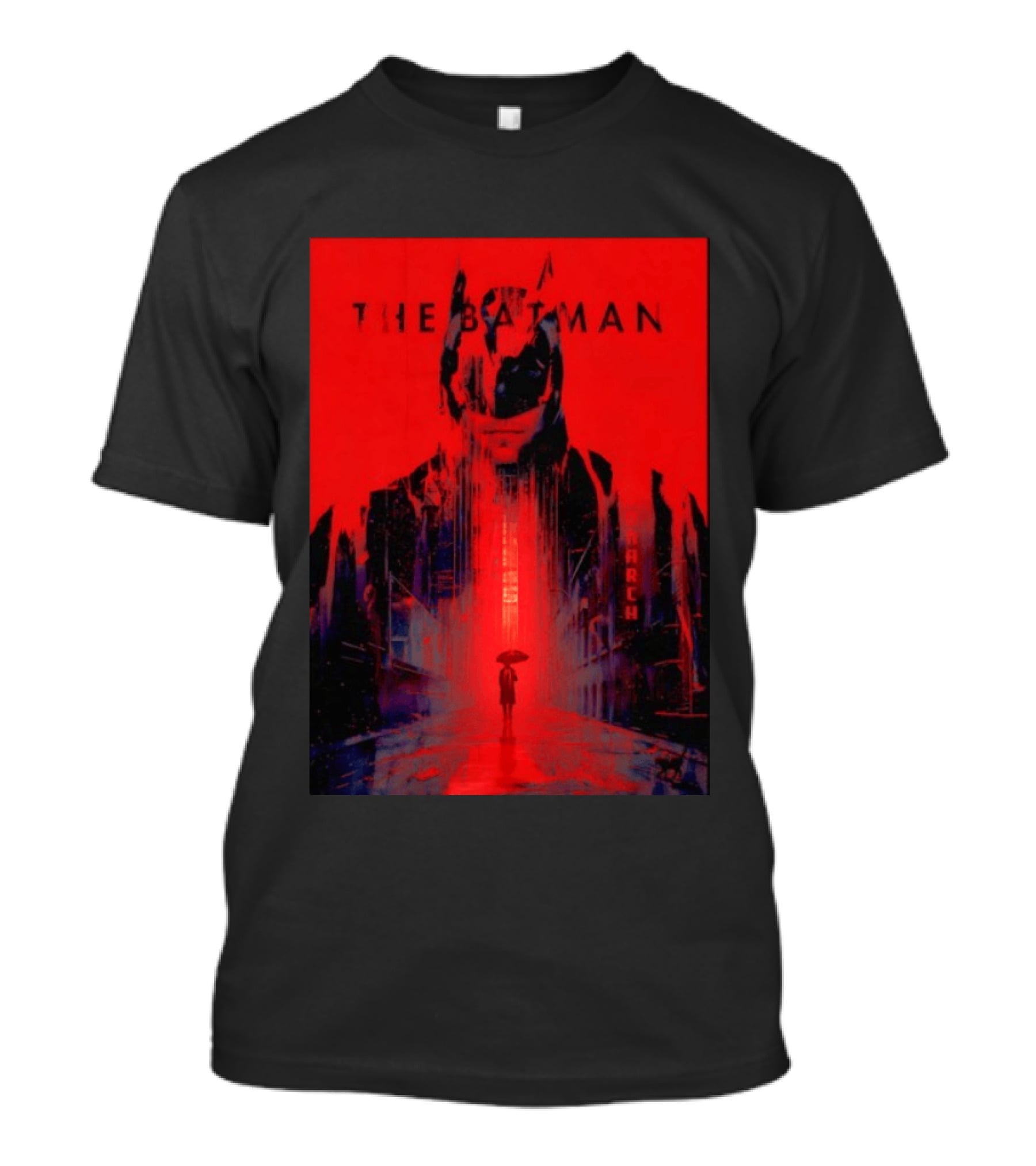 The Batman Monarch March Red Background Iconic Gotham Scene T-Shirt