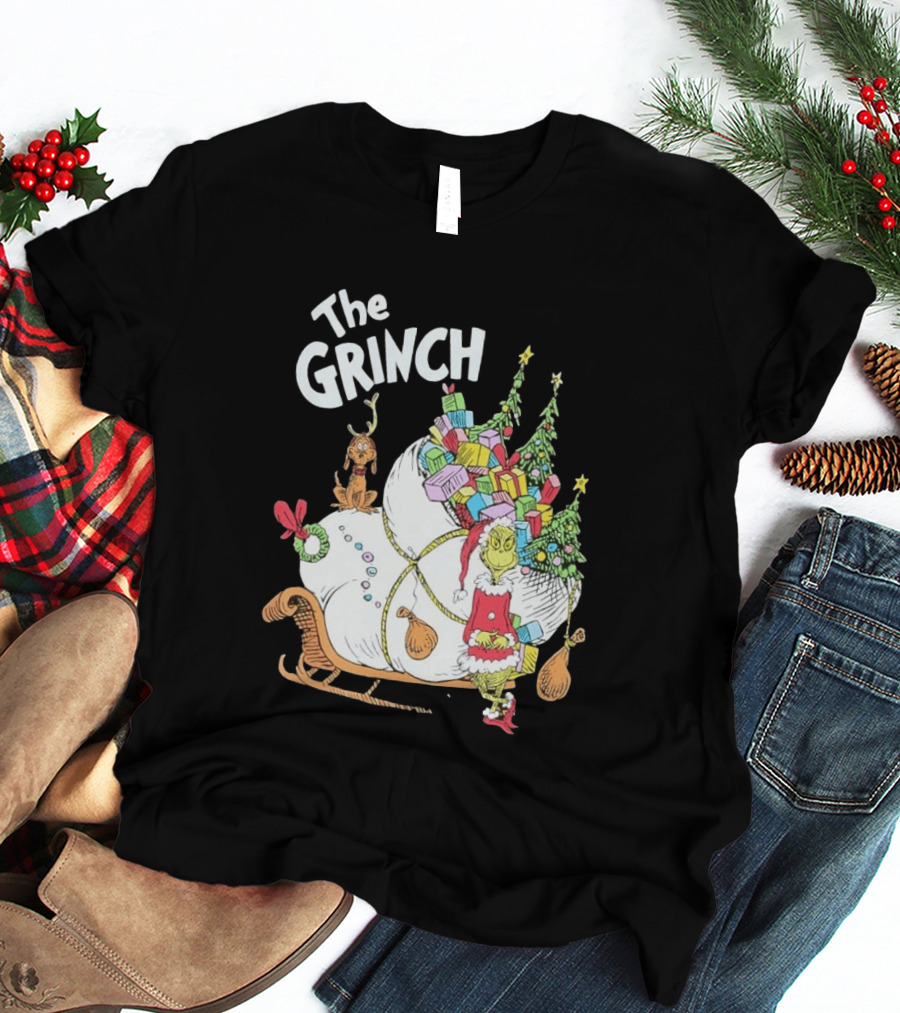The Grinch Christmas Sleigh With Max And Presents T-Shirt