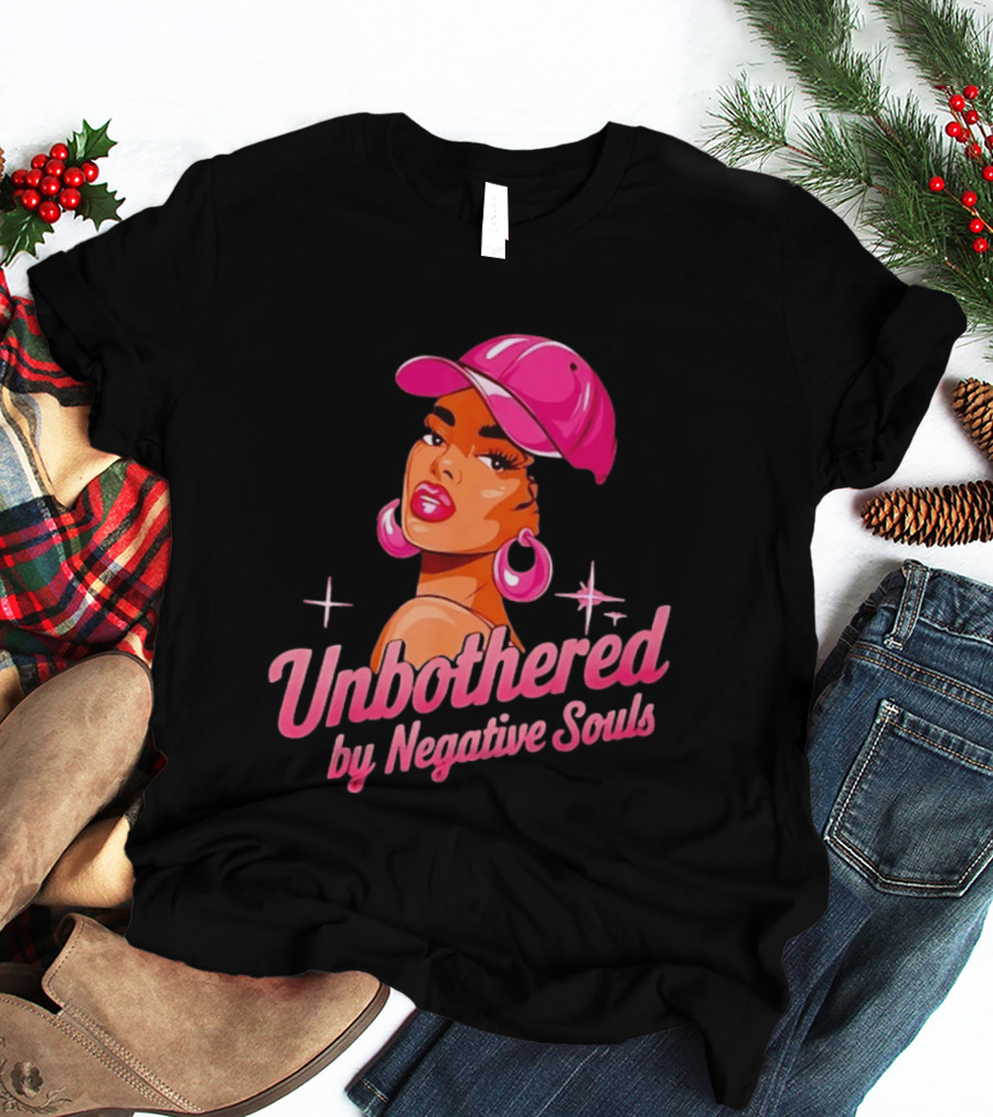 Unbothered By Negative Souls Pink Hat Positive Vibes T-Shirt