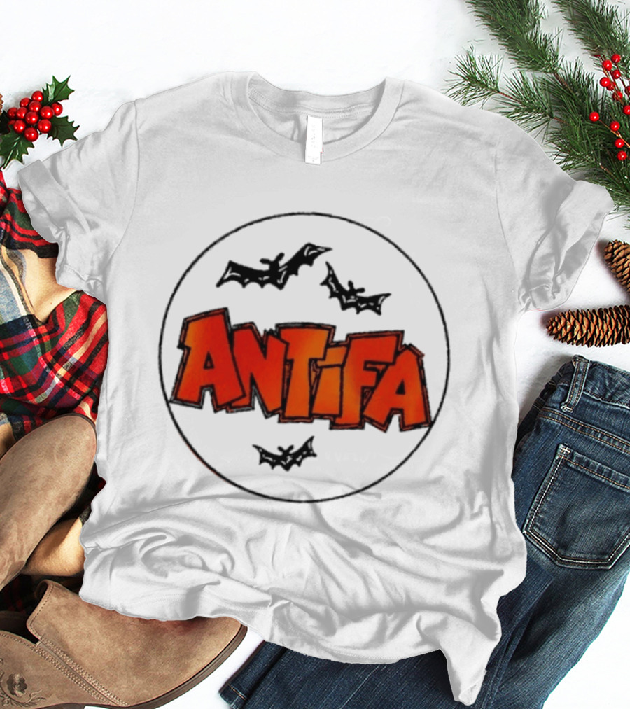 Antifa Spooky Halloween Bat Bats Political T-Shirt