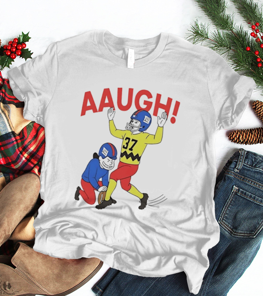 Charlie Brown New York Giants AAUGH Football 37 Peanuts Comic T-Shirt