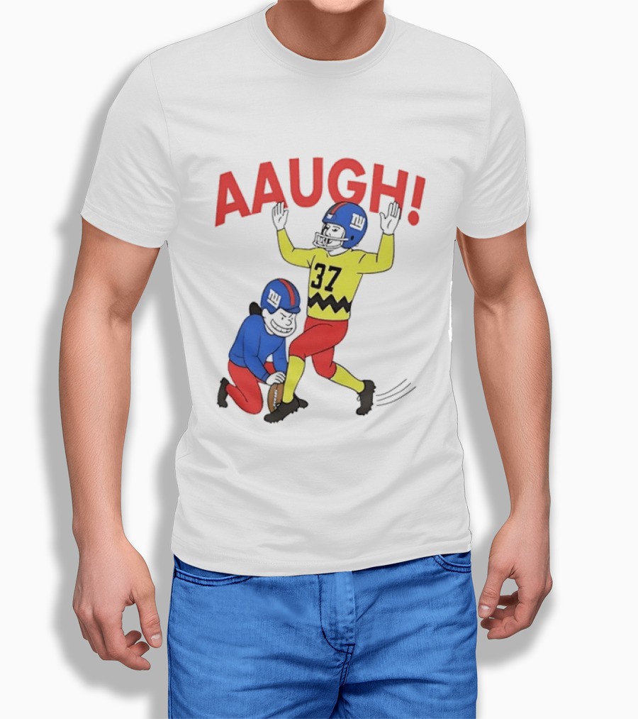 Charlie Brown New York Giants AAUGH Football 37 Peanuts Comic T-Shirt