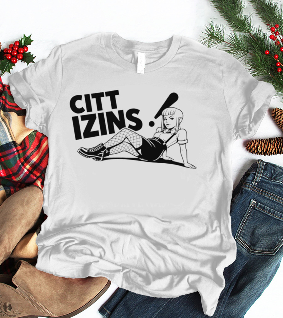 Citt Izins Pin Up Girl Fishnet Punk Style Alternative Fashion T-Shirt