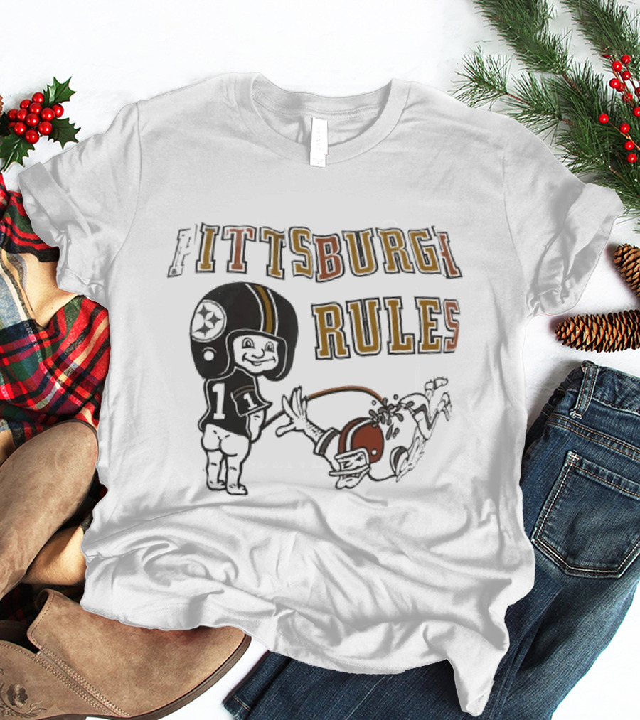 Pittsburgh Rules Football Helmet Kid Kicking Rival Team T-Shirt