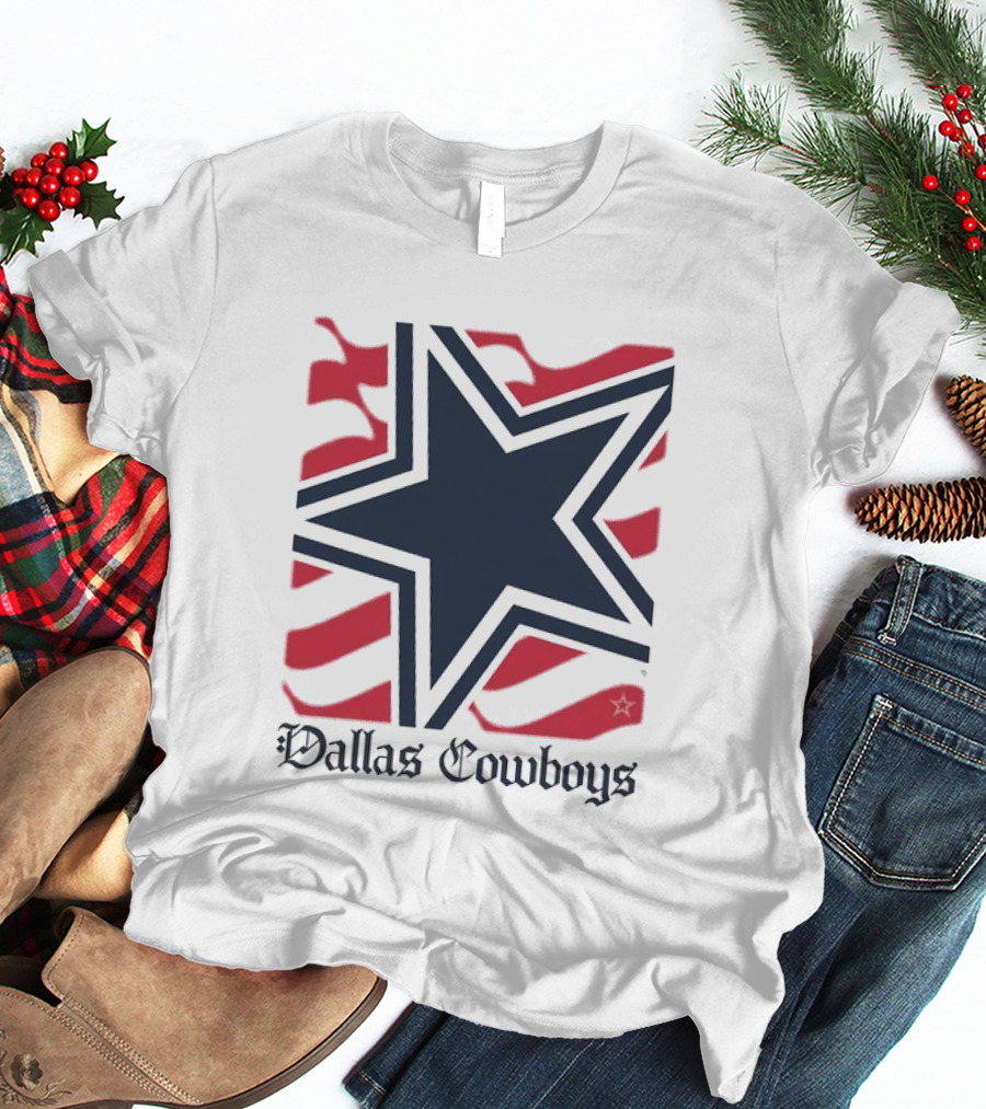 Dallas Cowboys Star With Red Background Stripes T-Shirt