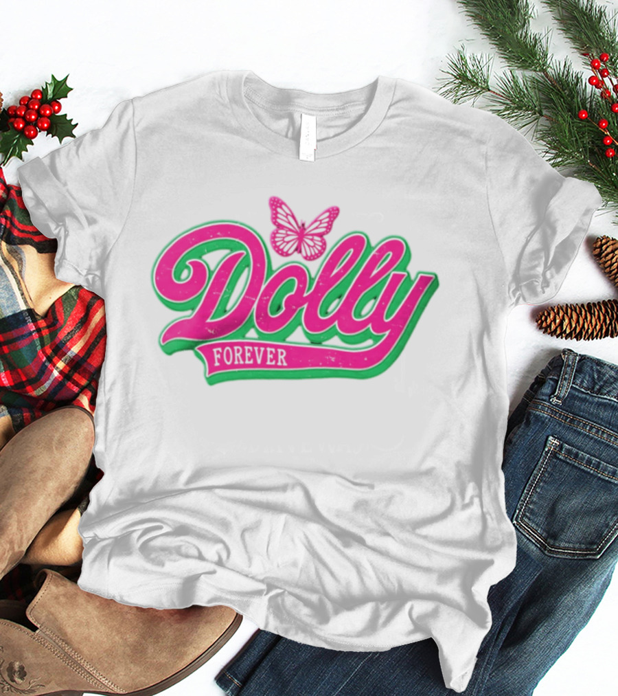Dolly Forever Pink Butterfly Script T-Shirt