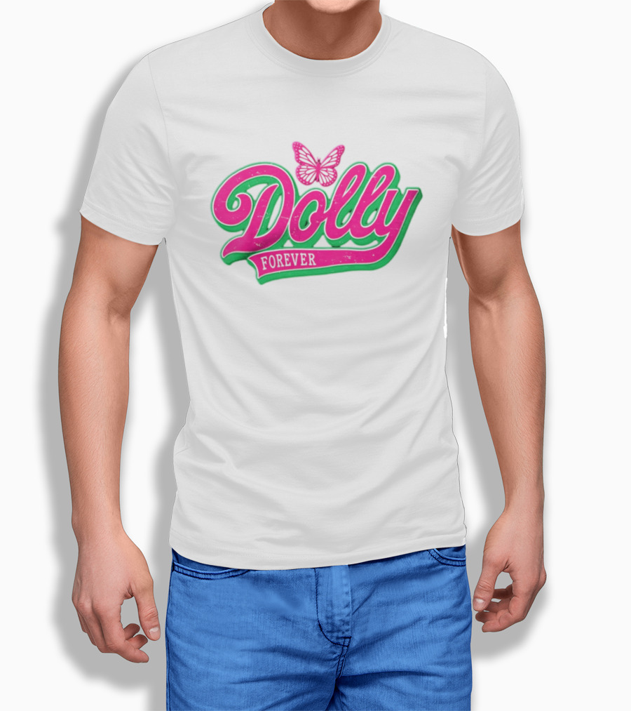Dolly Forever Pink Butterfly Script T-Shirt