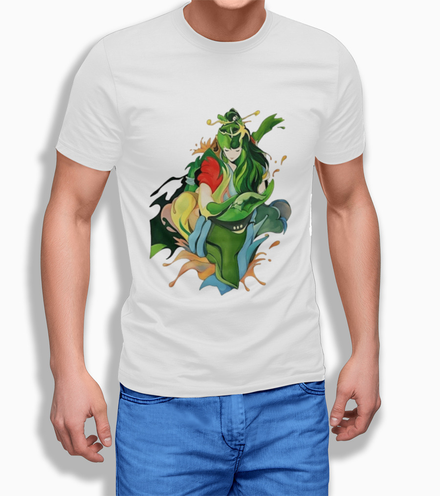 Shun Of Andromeda Saint Seiya Anime Character Art Green And Red T-Shirt