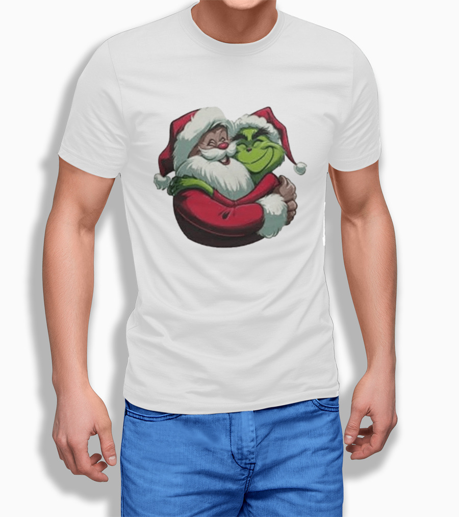Grinch And Santa Embrace Christmas Magnet T-Shirt