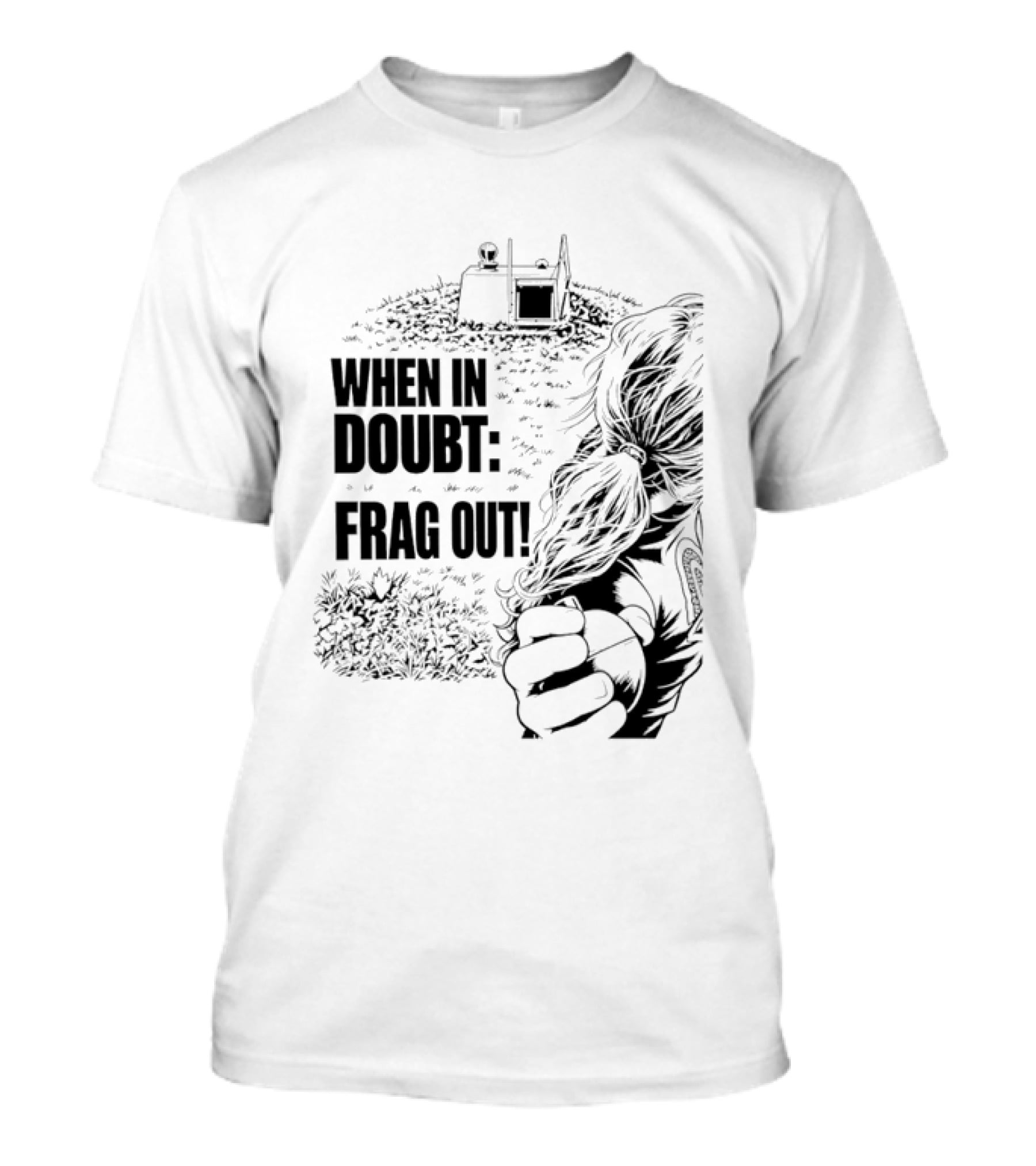 When In Doubt Frag Out Gaming Grenade Soldier Scene T-Shirt