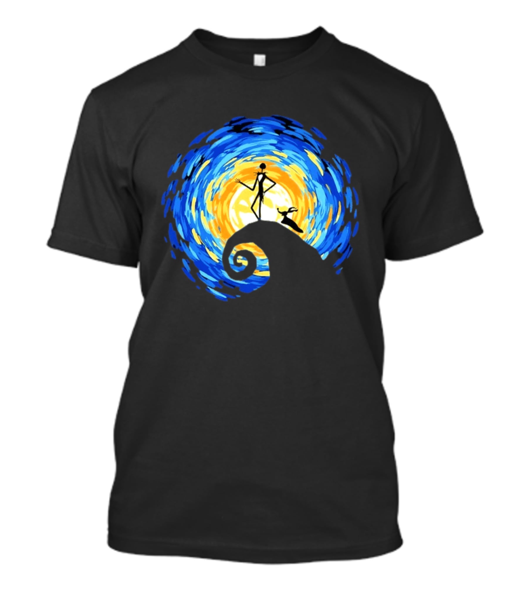 Jack Skellington Zero Halloween Starry Night Scene Inspired By Van Gogh T-Shirt