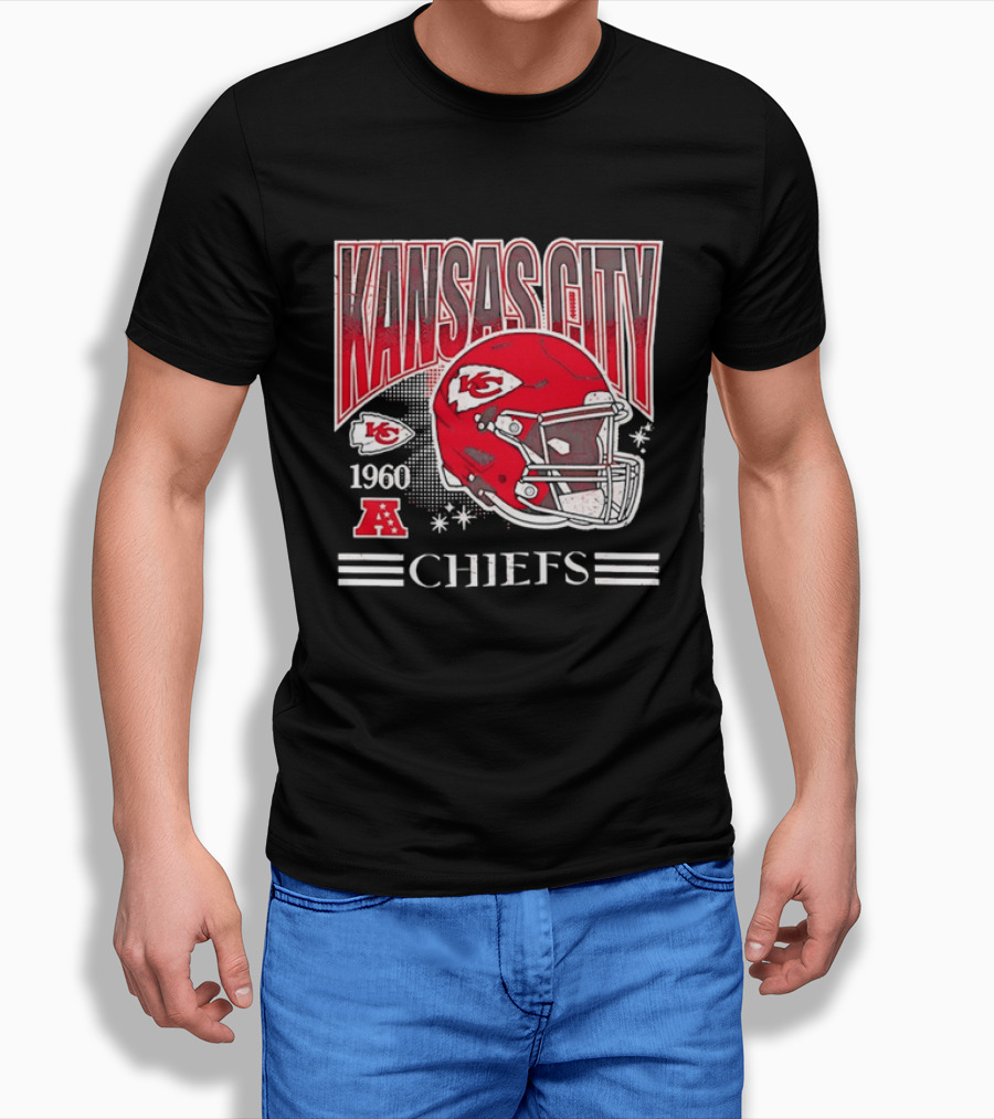 Kansas City Chiefs 1960 Red Helmet Distressed AFC T-Shirt