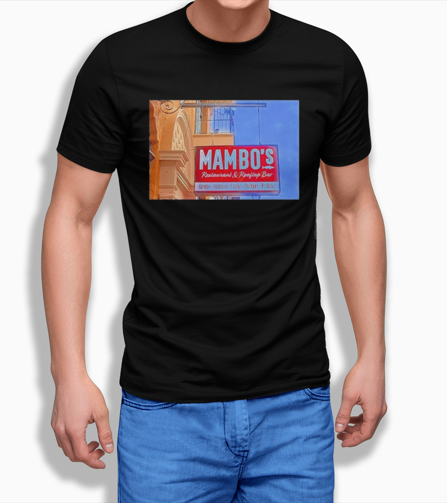 Mambo's Restaurant And Rooftop Bar Gumbo Seafood Steaks Oysters Po Boys T-Shirt