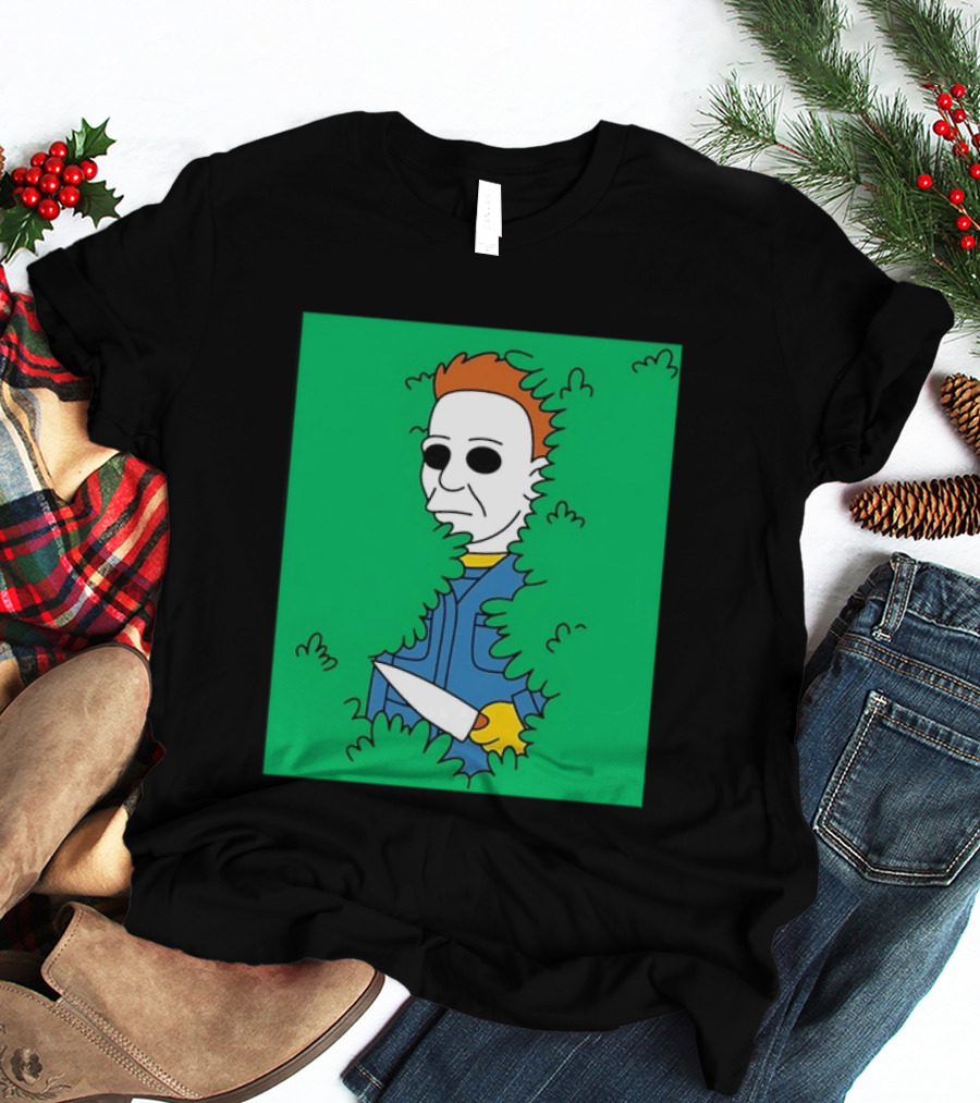 Michael Myers Halloween Bushes Knife Humor T-Shirt