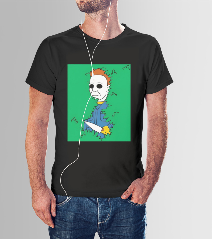 Michael Myers Halloween Bushes Knife Humor T-Shirt