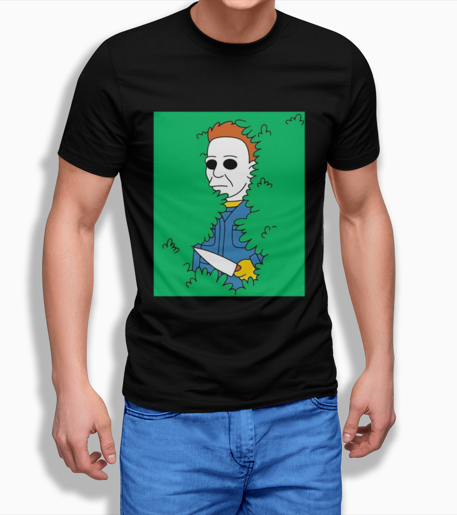 Michael Myers Halloween Bushes Knife Humor T-Shirt