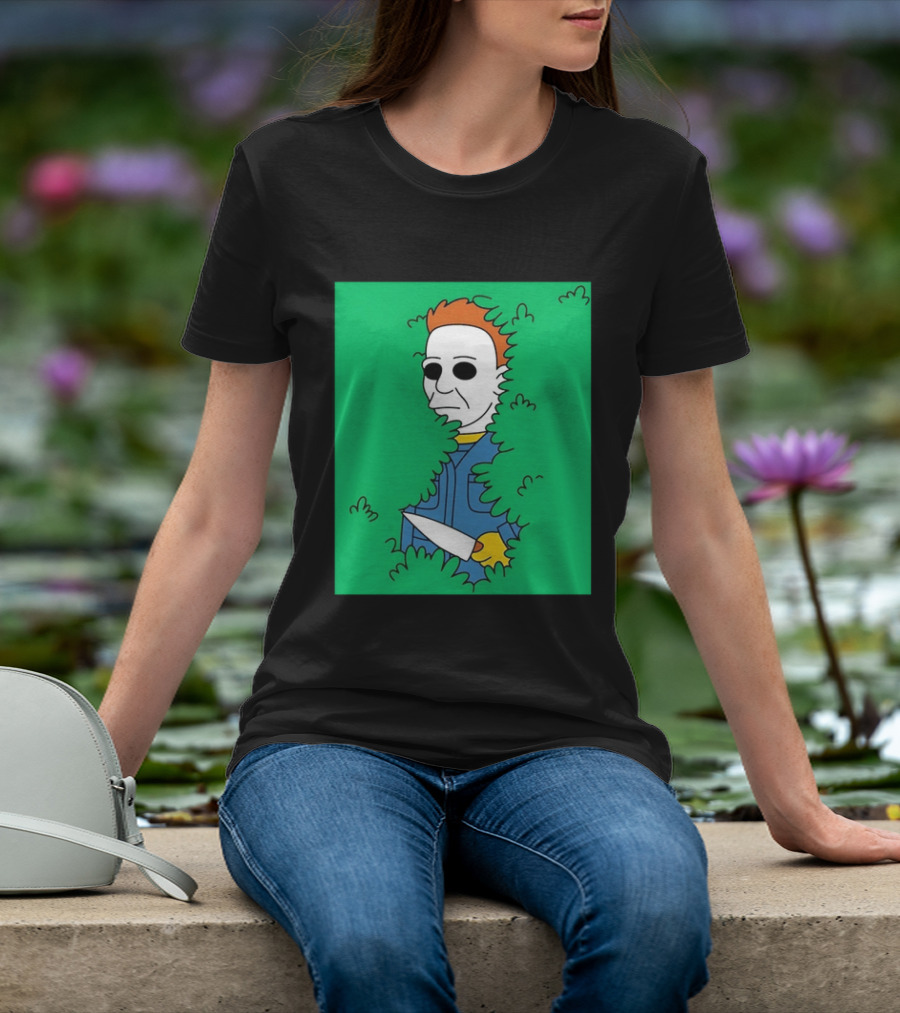 Michael Myers Halloween Bushes Knife Humor T-Shirt