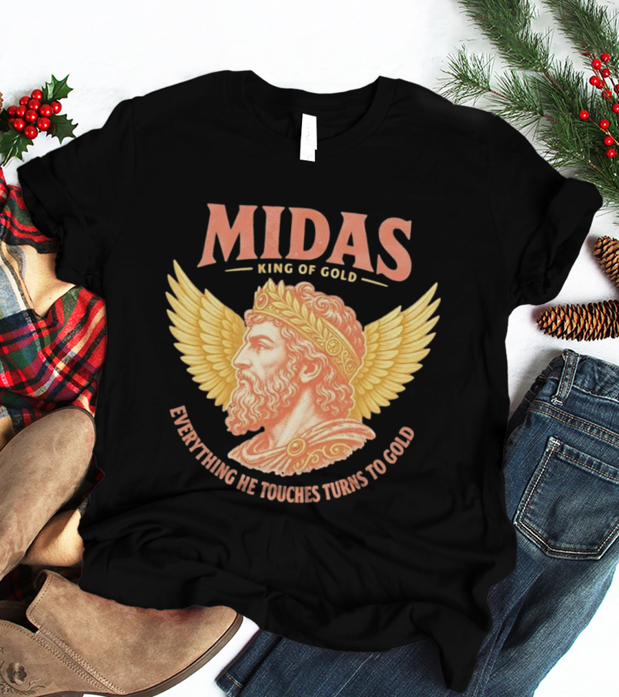 Midas King Of Gold Everything He Touches Turns To Gold Winged Crown Classic Greek Mythology T-Shirt