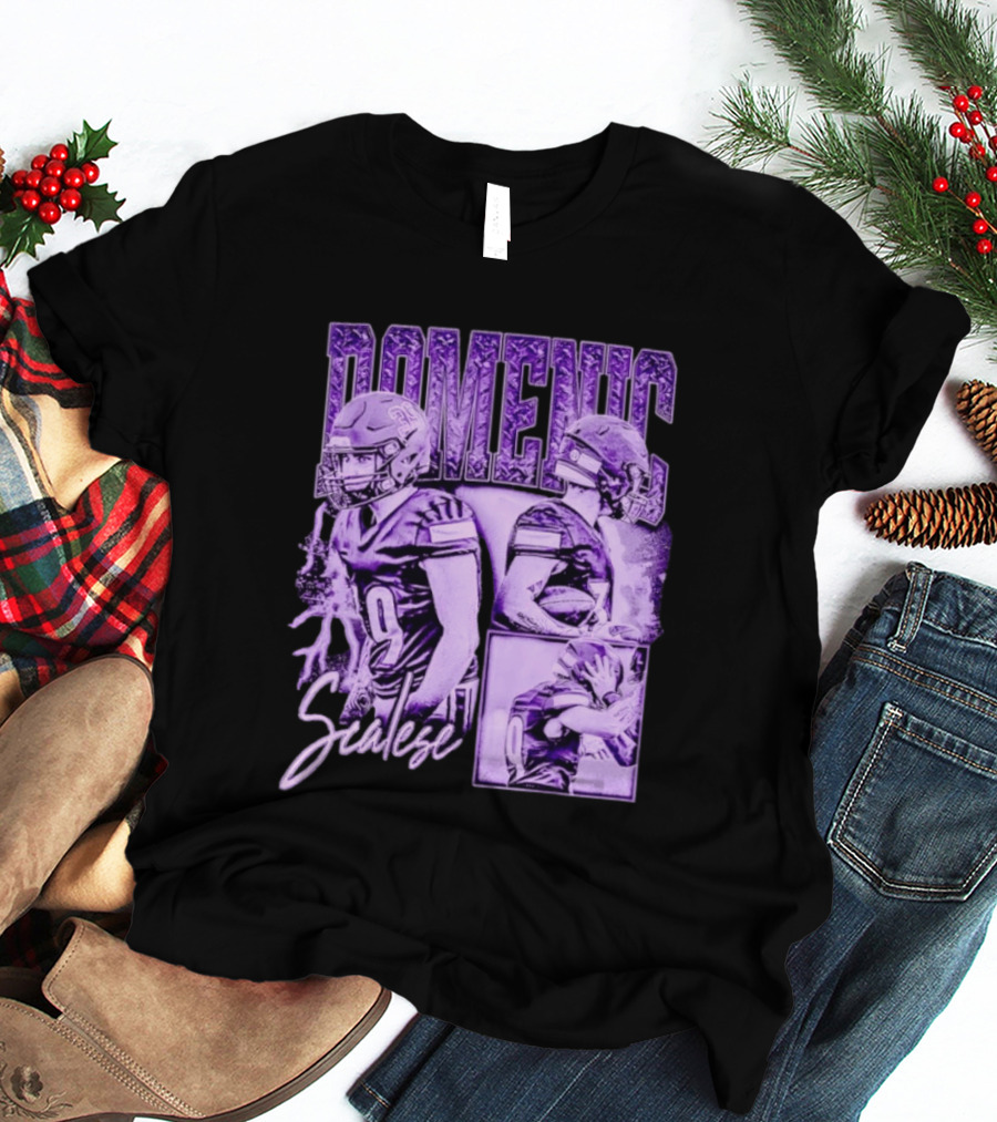 Domenic Scalese Number 9 Football Player Purple Sports Collage T-Shirt