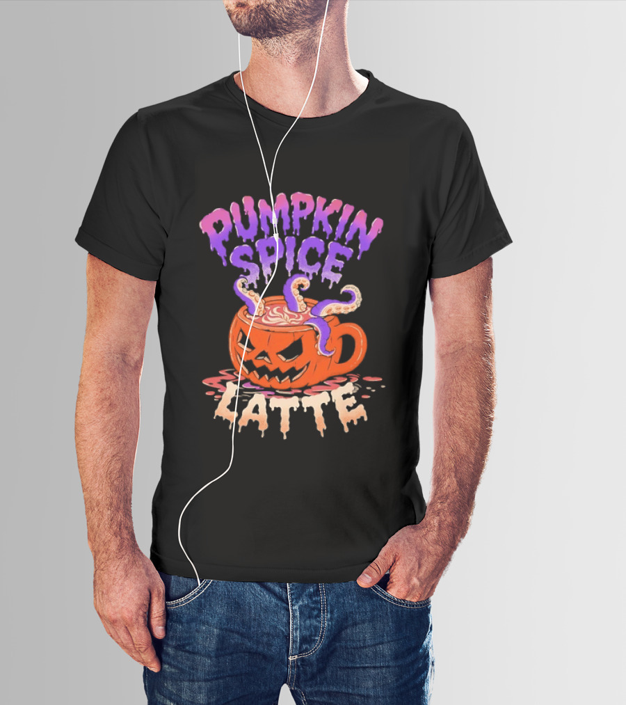 Pumpkin Spice Latte Tentacles Halloween Jack O' Lantern T-Shirt