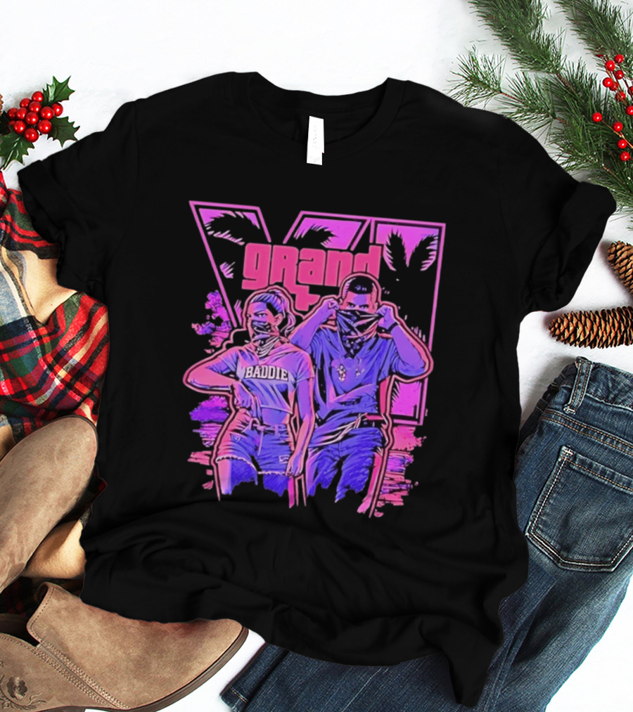 Grand Baddie Couple Neon Vibes Streetwear T-Shirt