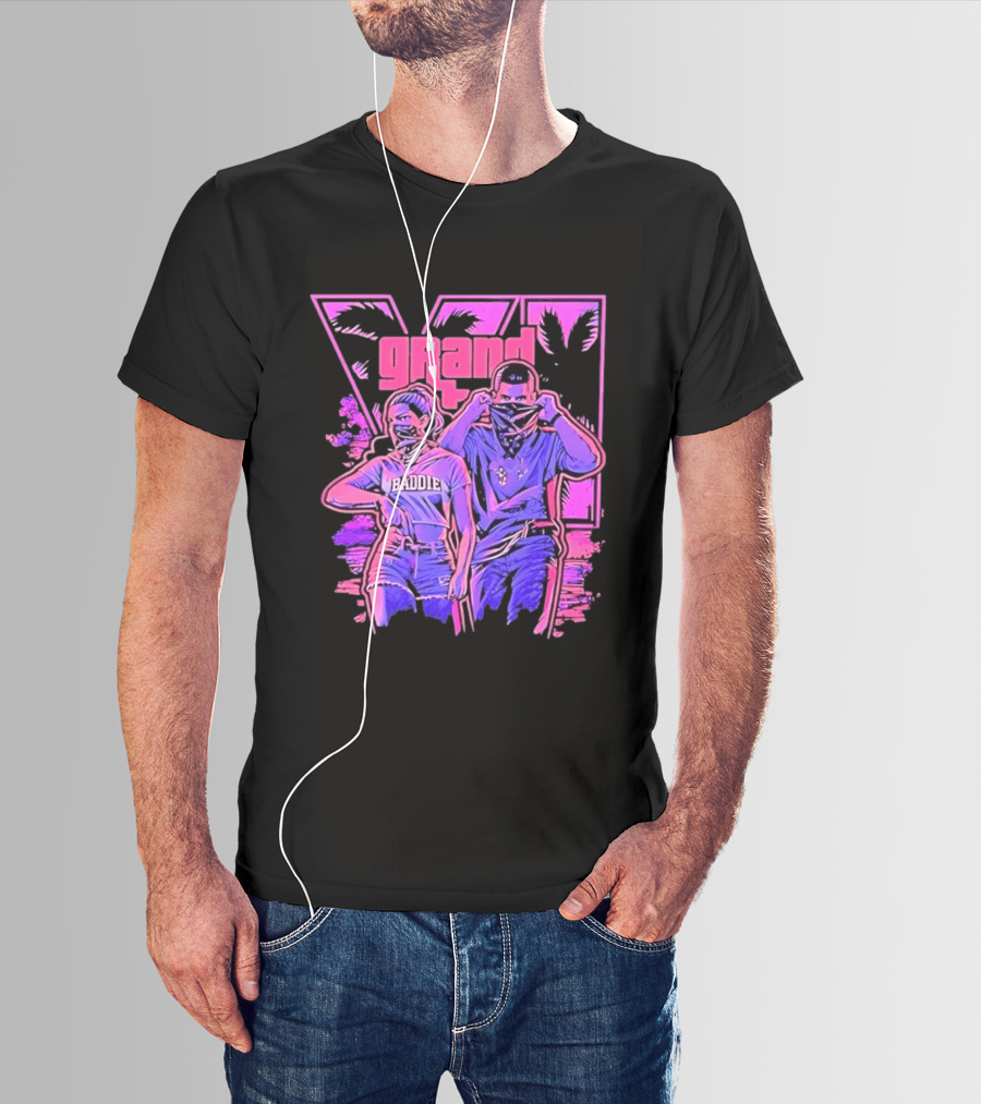 Grand Baddie Couple Neon Vibes Streetwear T-Shirt