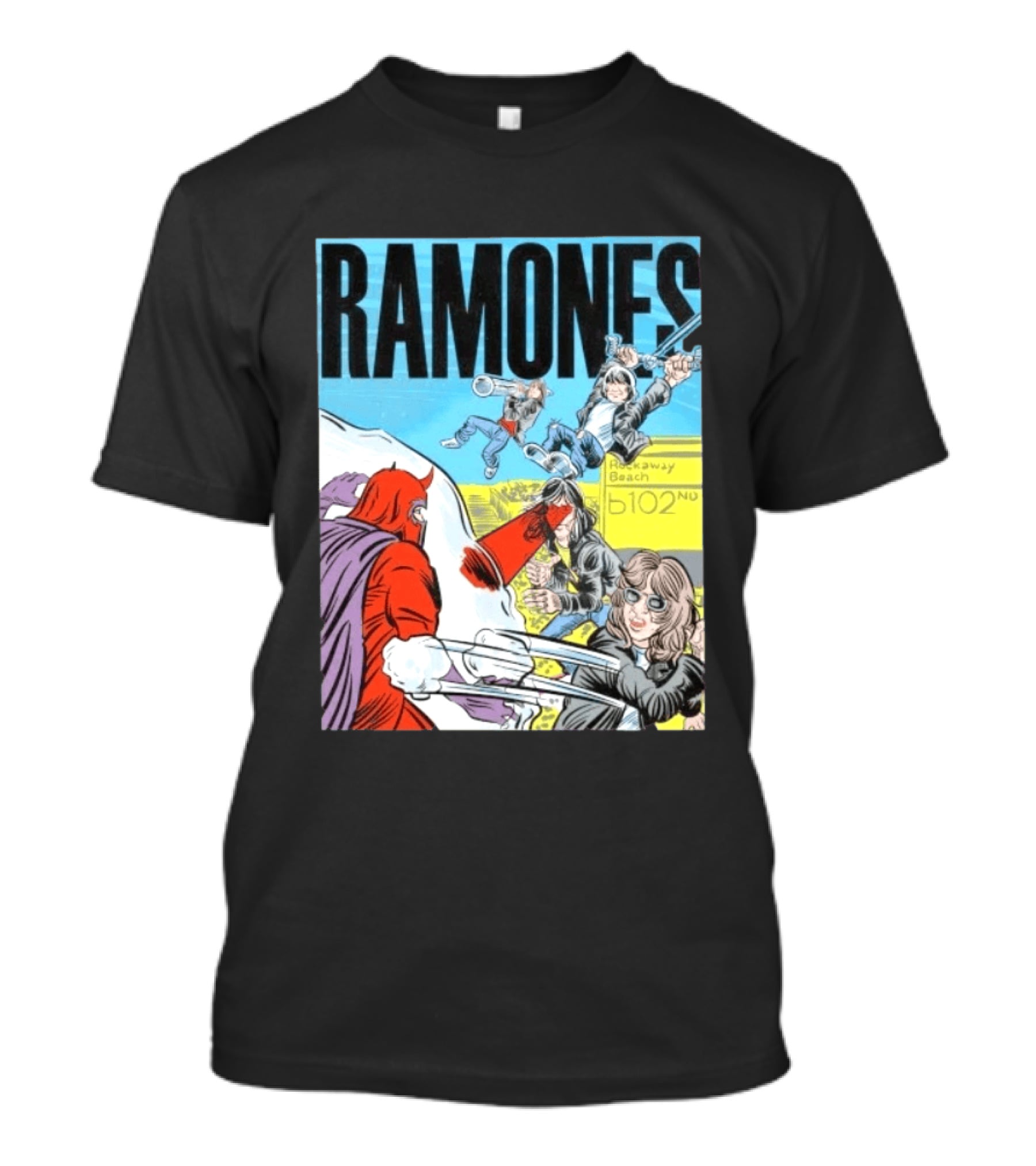 Ramones Rockaway Beach Comic Jack Kirby Style 102nd Street T-Shirt
