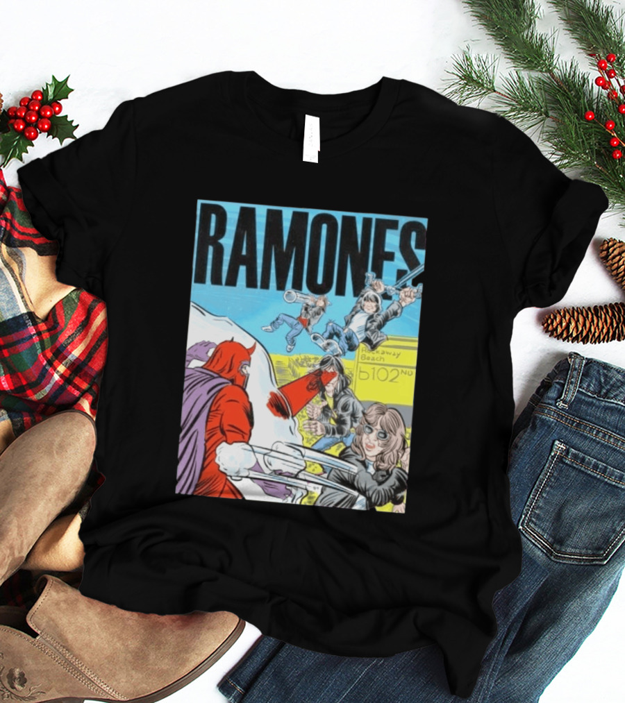 Ramones Rockaway Beach Comic Jack Kirby Style 102nd Street T-Shirt