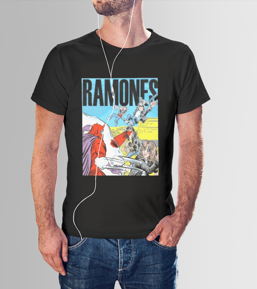 Ramones Rockaway Beach Comic Jack Kirby Style 102nd Street T-Shirt