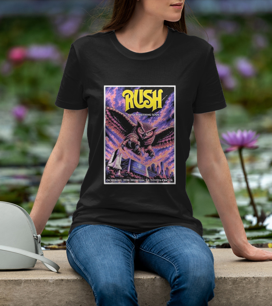 Rush Fifty Something Tour October 1 2026 Houston TX Toyota Center Owl T-Shirt