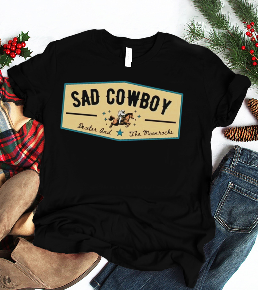 Sad Cowboy Dexter And The Moonrocks Vintage Country Rock Astronaut Horse Riding T-Shirt