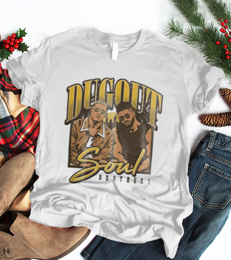 Dugout Soul Brothers Two Men Wearing Sunglasses City Skyline T-Shirt