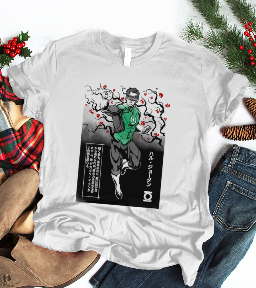 Hal Jordan Green Lantern Cherry Blossom Ink Wash Japanese Kanji T-Shirt