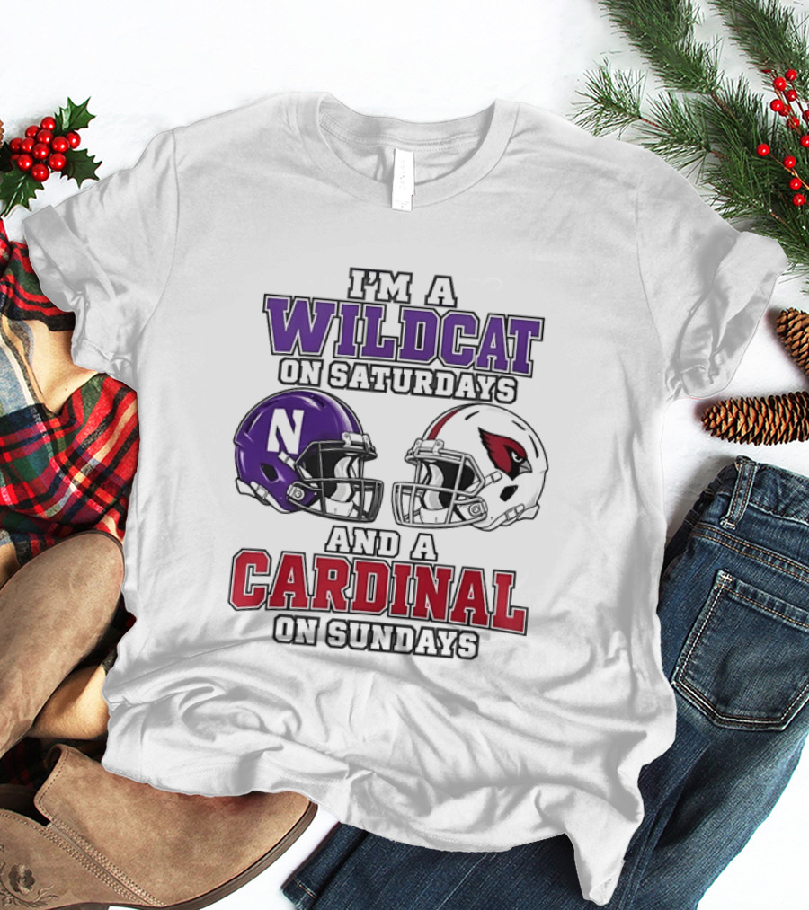 I'm A Wildcat On Saturdays And A Cardinal On Sundays Two Helmets T-Shirt
