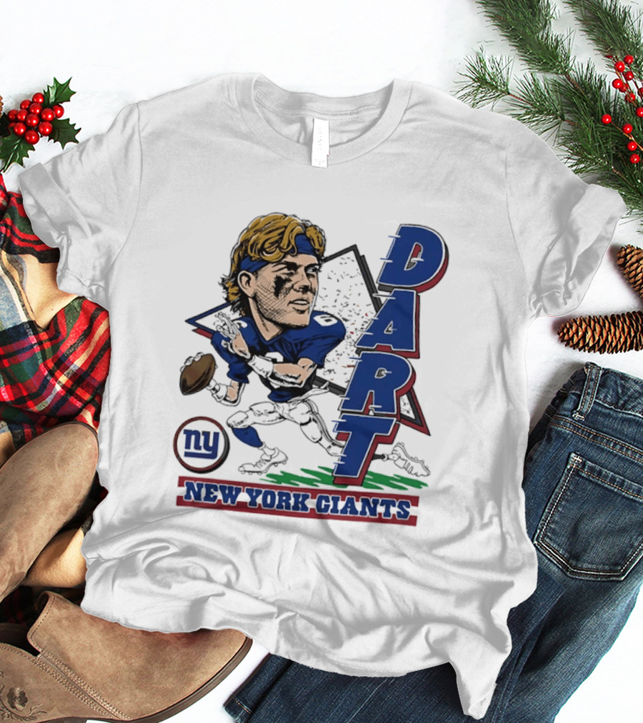 Jaxson Dart New York Giants Quarterback Caricature NFL Football T-Shirt
