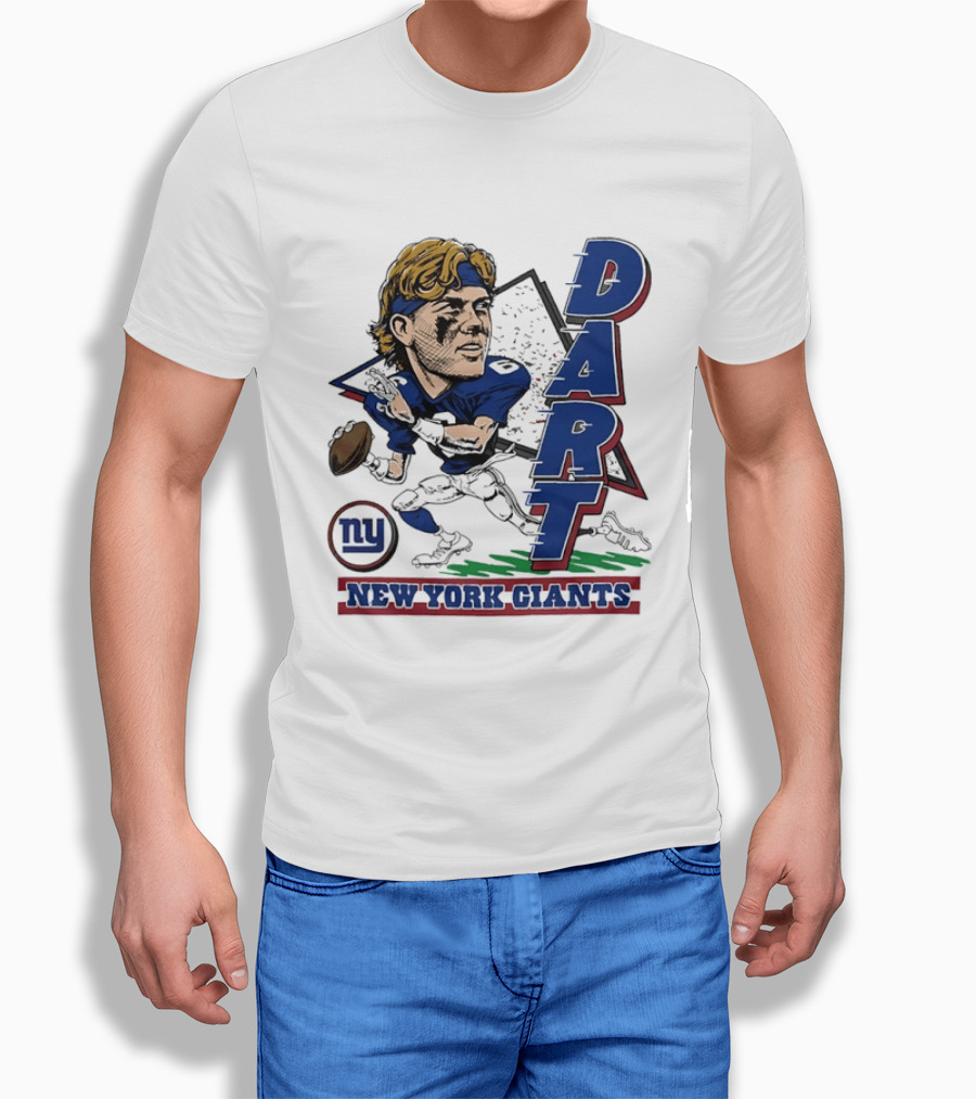 Jaxson Dart New York Giants Quarterback Caricature NFL Football T-Shirt