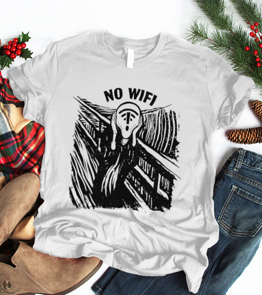 No WiFi The Scream Edvard Munch Network Signal T-Shirt