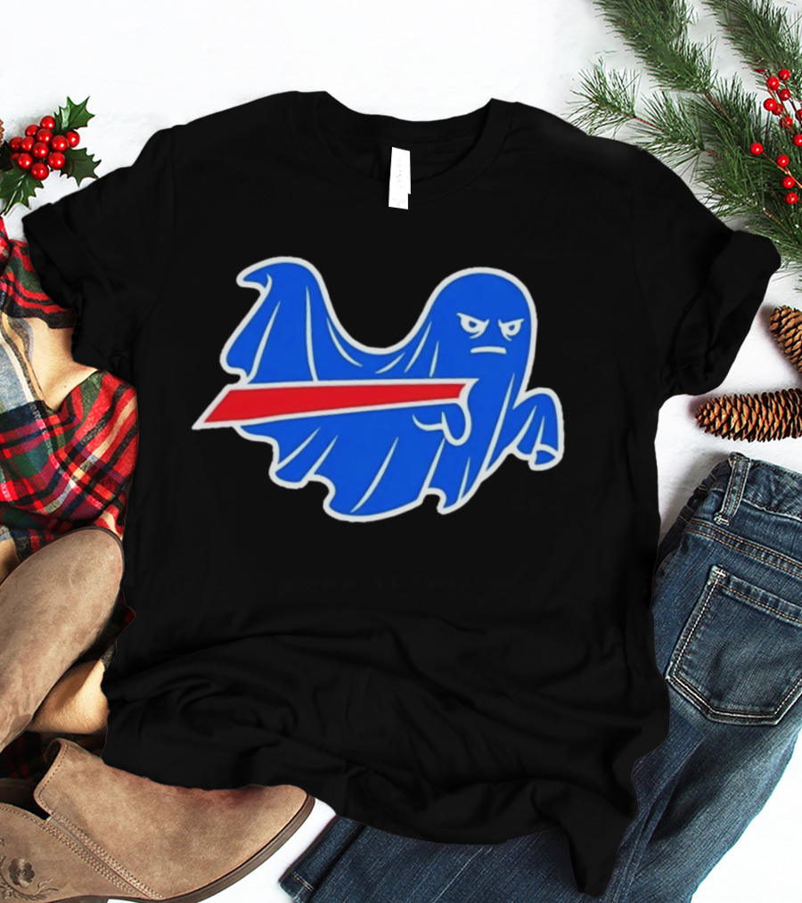 Buffalo Bills Ghost Mascot Emblem With Red T-Shirt