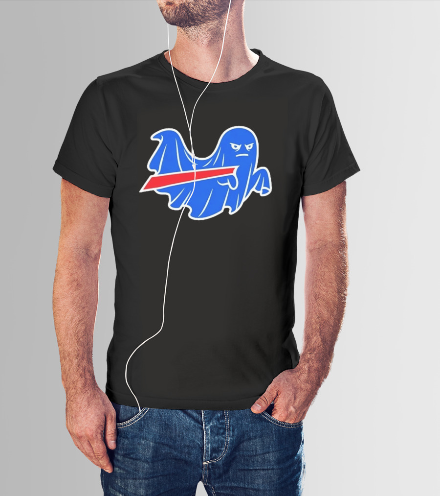 Buffalo Bills Ghost Mascot Emblem With Red T-Shirt